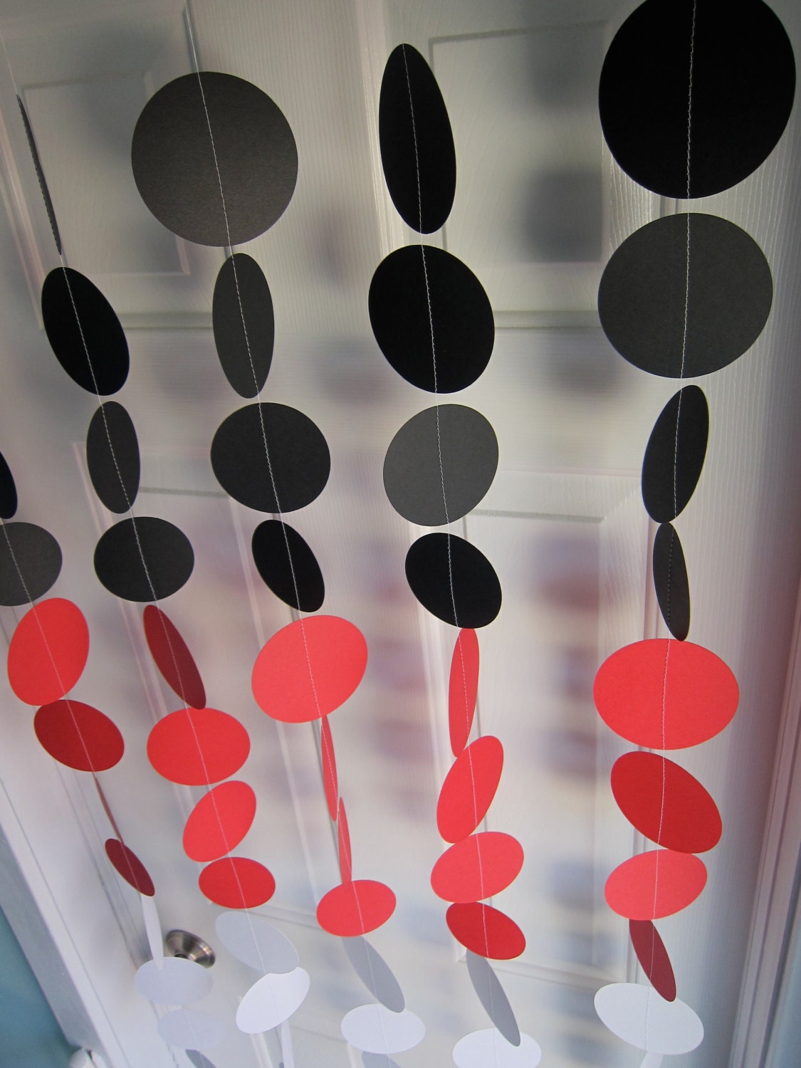 Paper Garland Decorations Red Black & White by SuzyIsAnArtist