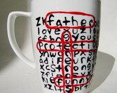 Father's Day Personalized Word Search Ceramic Mug MMMug Black White Red