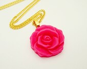 Hot Pink Rose Necklace