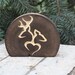 Wedding Rustic Wood Cake Topper - wood burned buck and doe heart