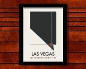 Las Vegas Latitude Longitude Map Art City Print 11 x 14