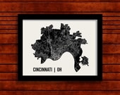 Cincinnati Map Art City Print, 18 x 24
