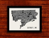 Detroit Map Art City Print, 18 x 24