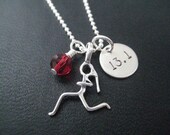 GIRLS LOVE to RUN 13.1 - 16 inch Sterling Silver  Half Marathon Running Necklace on 16 inch - Choose Heart or Crystal