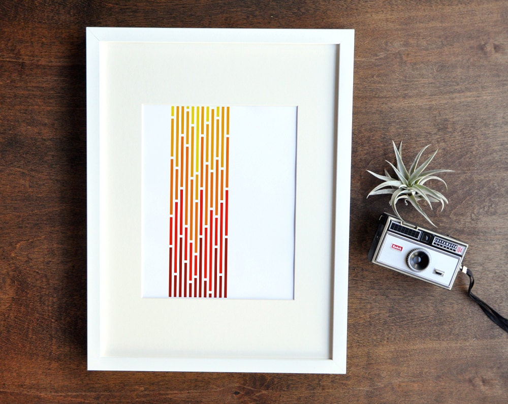 Abstract City Lights Art Print - Ombre Red, Magenta, Orange, Yellow - 5x7, 8x10