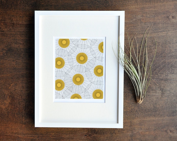 Retro Dandelion Print - Burnt Orange 8x10 Wall Decor - Mid Century Living Room Art