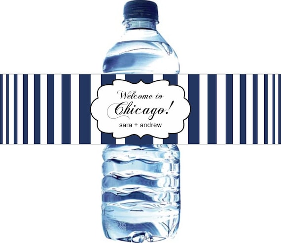 Waterproof Water Bottle Labels - 100 Printed labels with your wedding colors Il_570xn