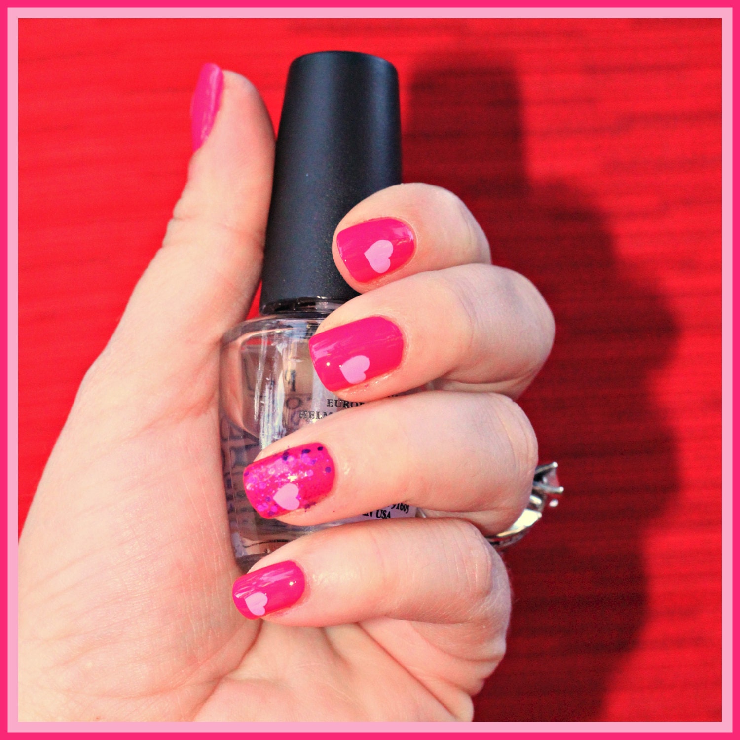 NAILED IT DECALS: 1 Sheet of 24 Heart Nail Decals (You Pick the Color)