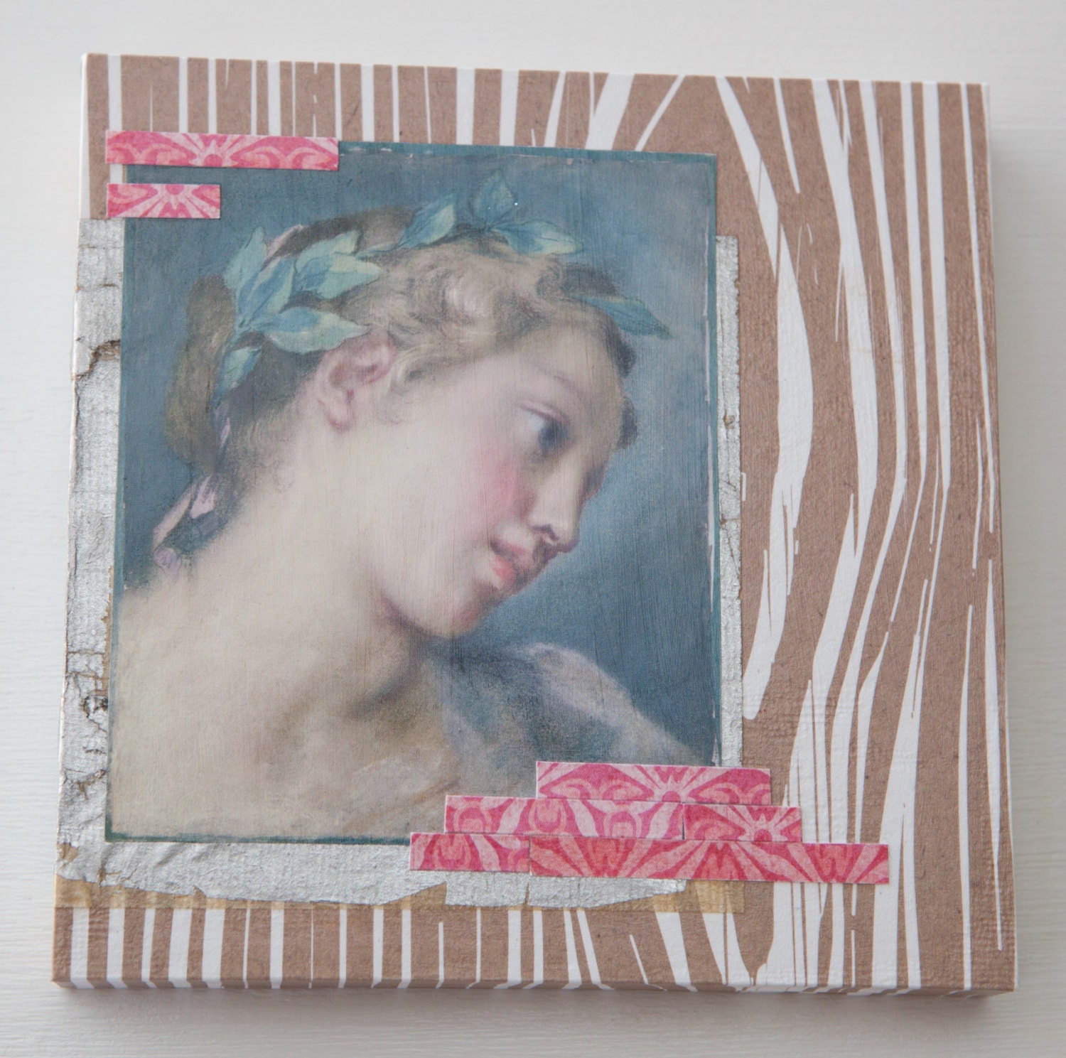 Le Sigh collage on wood block