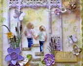 Believe Premade Scrapbook Page 12 x 12 Vintage, Shabby Chic,  Wedding, Art, Layout, Prima, Fairy, Mother's Day