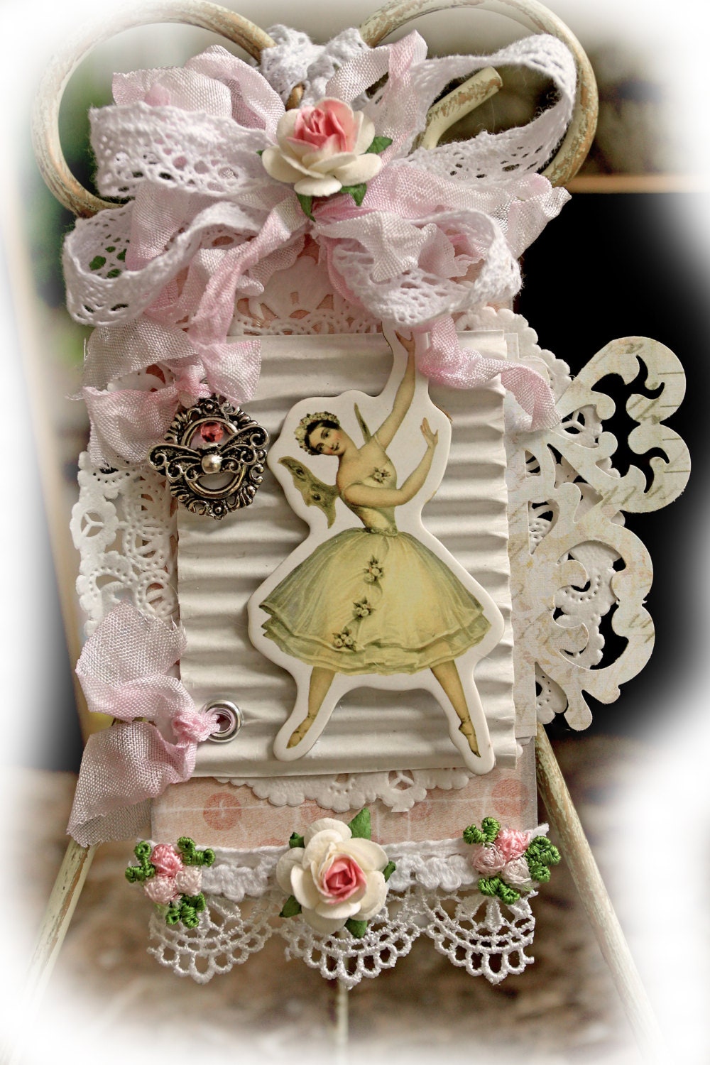 Prima Fairy  Tag  -  Gift Tag - Shabby Chic Tag - Chipboard Gift Tag -  Ornament