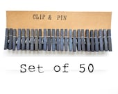 Mini Clothespins - Charcoal / Grey - 50 Small