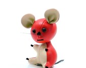20% OFF SALE Dream Pets Mouse, Vintage 1950s Red Vinyl Stuffed Kitsch Rodent