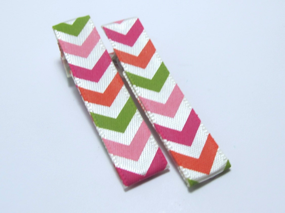 Chevron Hair Clips - Barrettes - Toddler Hair Clips - Pastel Barrettes  - Alligator Clips - Little Girl Hair Clips - Birthday Favor
