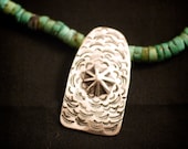Hand Stamped Sterling Silver Necklace with Turquoise