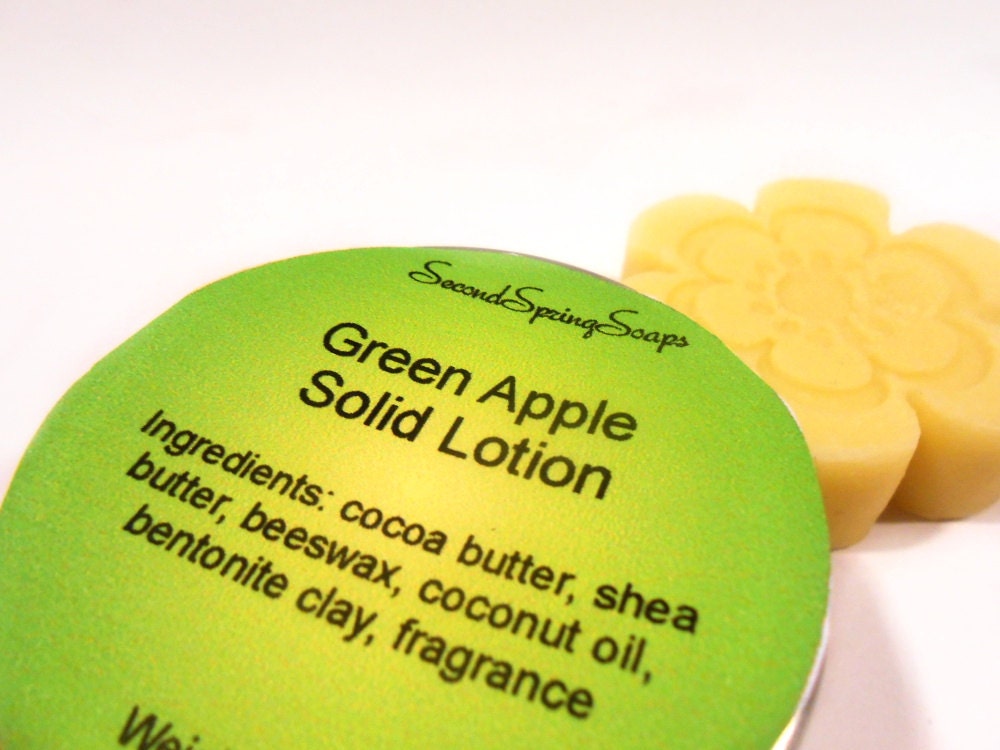 Green Apple Solid Lotion, Travel Size with Travel Tin