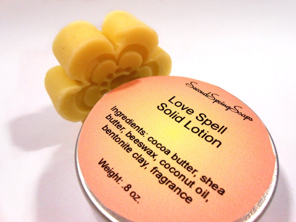 Love Spell Travel Size Solid Lotion with Shea Butter and Cocoa Butter