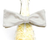 Handmade Ivory Satin Self Tie Bow Tie