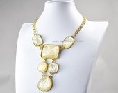 Ivory Bib Necklace, Ivory Resin Necklace, Bridesmaid Necklace, Cream White Necklace (FN0562-Ivory