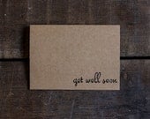 Get Well Soon Card - Blank Simple Card - Paper Goods - Hand Made Card - Blank Greeting Card - Brown - Black - Rustic