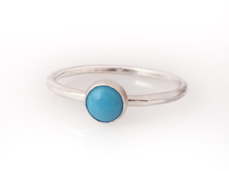 Turquoise ring - Sterling Silver Turquoise Stacking ring - 5mm stone