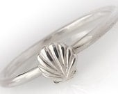Sterling Silver SeaShell Ring  - Dainty Stacking Sunrise Shell Ring