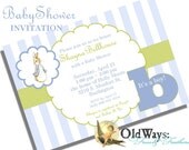 Peter Rabbit Baby Shower Invitation Boy Blue and Green - Printable Custom Invite DIY 4x6 or 5x7 Digital JPEG PDF Files