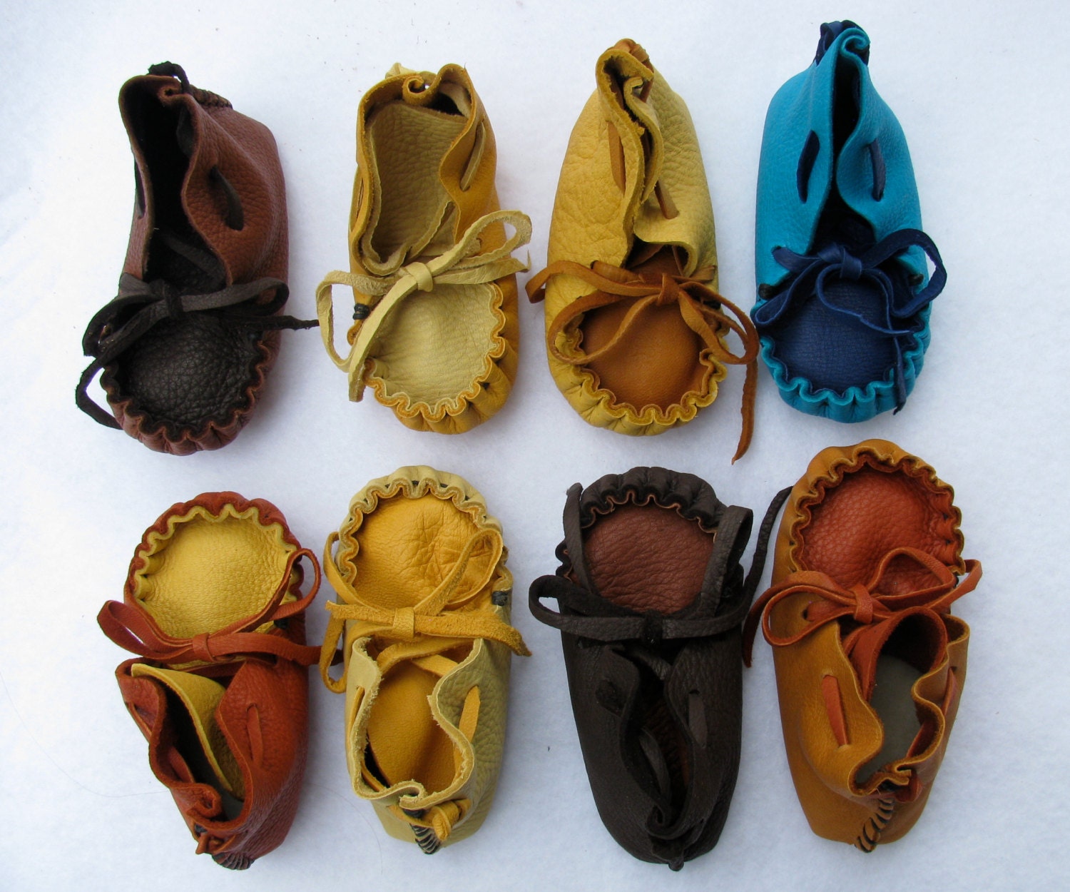 Small  multicolor Deer Skin Baby Moccasins