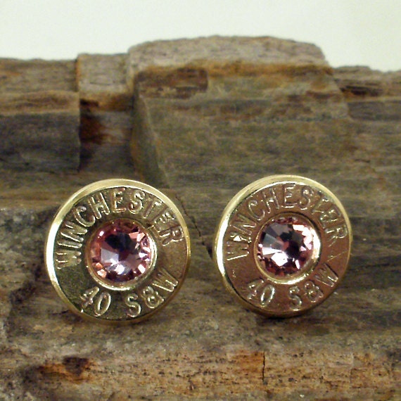Winchester 40 S&W Bullet Earrings - Ultra Thin - Light Rose