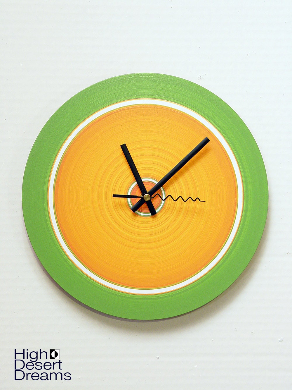 Clock. Kitchen clock. Hand painted. 28. Simple, colorful, contemporary. FAST SHIPPING.