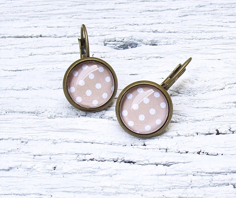 Sand Brown Polka Dots Earrings