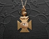 Victorian Knights of Pythias Fob. All Seeing Eye. Helmet with Bird. Fraternal. Pendant Necklace.