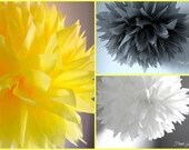 CLEARANCE 8 Tissue Poms - Yellow and Gray Wedding Decorations - Nursery Decorations - Baby Shower Decor Il_170x135