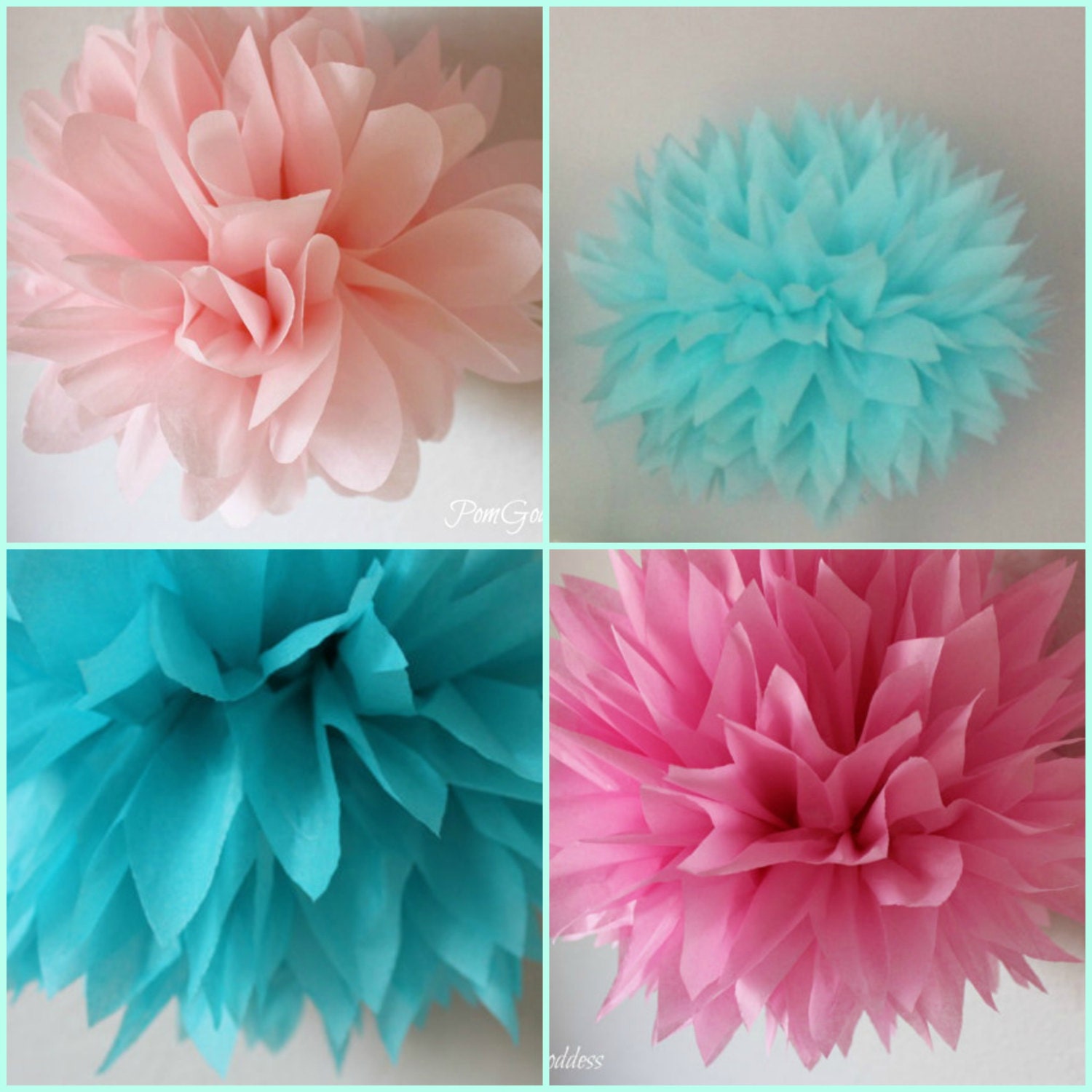8 Tissue Pom Poms - Princess Decor-1st Girl Birthday-Wedding Decorations - Bridal Shower - Anniversary- Engagement - Flowers - Sweet 16 Il_570xn