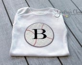 Baby Boy or Girl Baseball Onesie or Shirt. Embroidered Baseball Personalized Monogram. Handmade