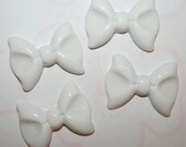 4 x 36mm Large Sized White Bow Cabochon Flatbacks
