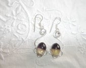 Beautiful Genuine Dichroic Glass / Topaz Dangle Earrings...2.25" Long...Sterling Silver