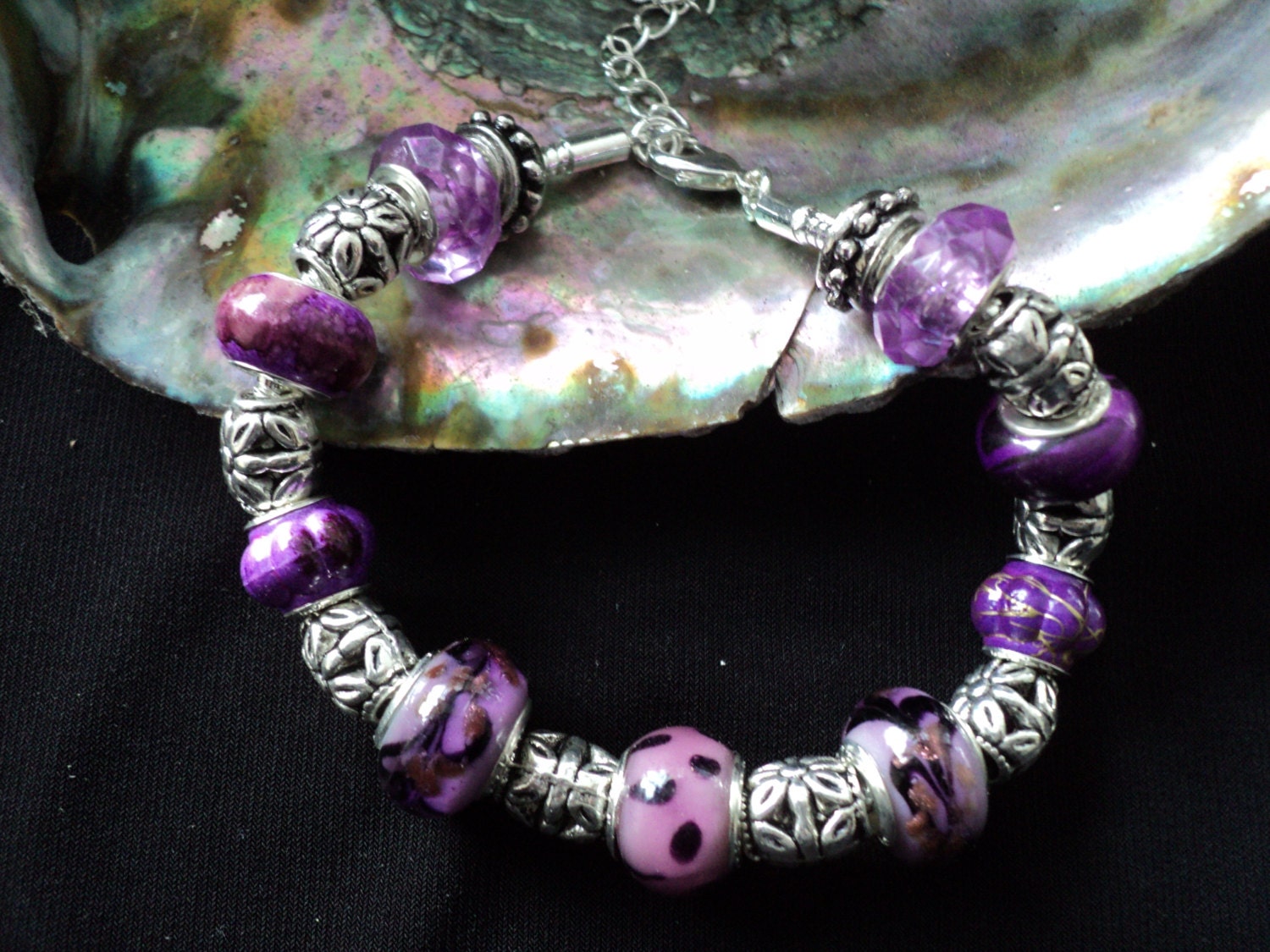 Purple Passion European Beaded Bracelet