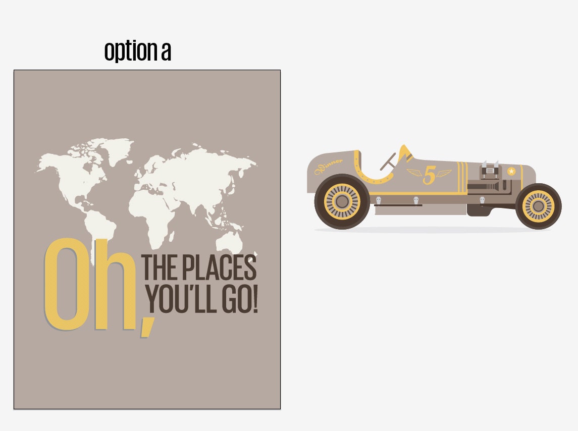Oh the places you'll go - World Map  Art- 11x14 - Modern Nursery Wall Art -  playroom decor