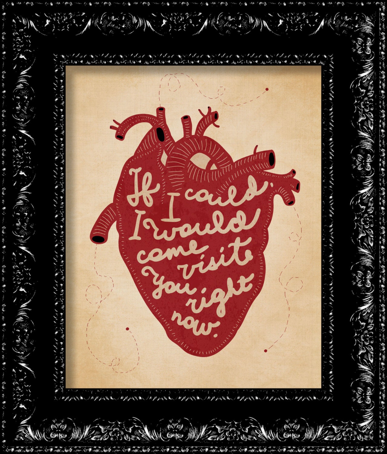 Heart Anatomy Typography - Vintage Retro Inspired - Modern Design - Collage Art Giclee Print - 8x10 Art Print Poster