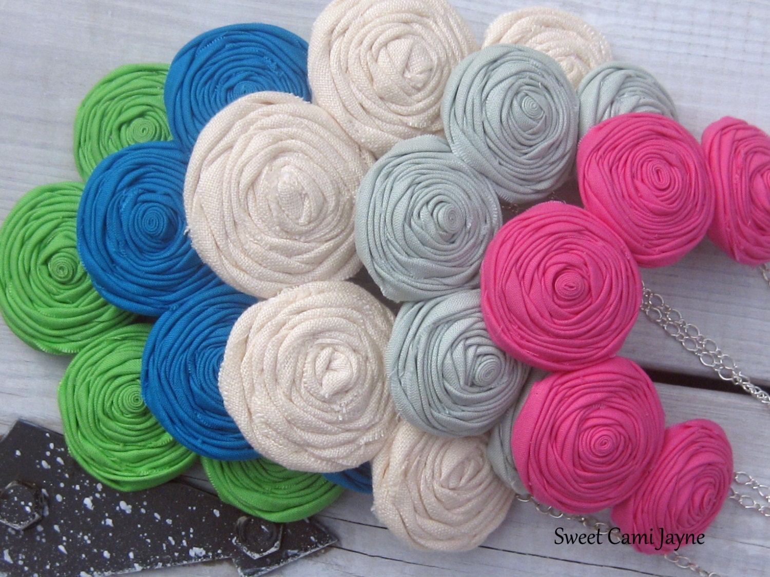 Fabric Rosette Necklace Fabric Necklace Bib Necklace Fabric Jewelry