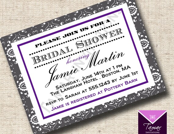 Printable Damask Invitation- Eat, Drink and Be Married Save the Date or Bridal Shower or Birthday Il_570xn