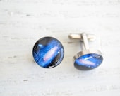 Galaxy cufflinks for men - Solar system inspired cuff links for him - Handcrafted in the USA  (PC103)