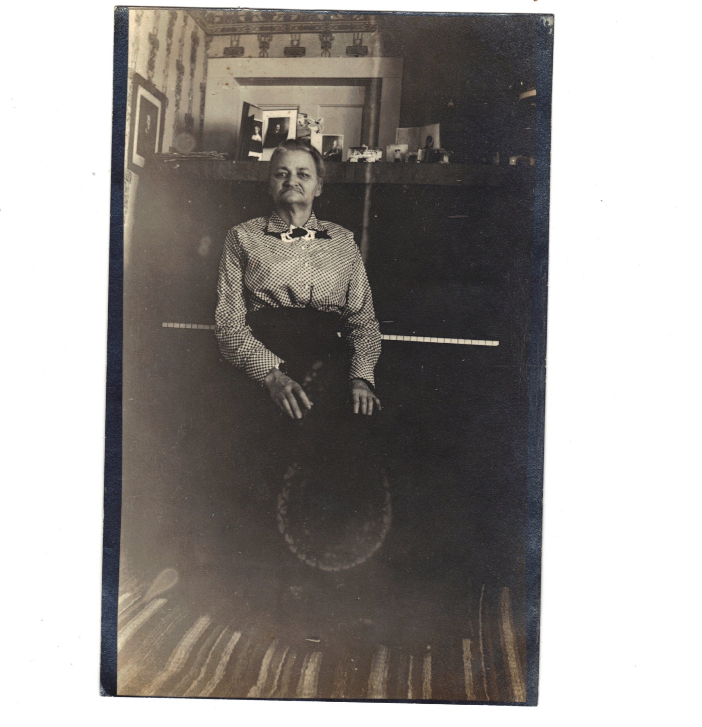 Real photo postcard of woman at piano - old photos, wallpaper