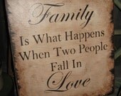 Primitive Large Wood  Sign " Family ... Love  "  Hand Painted  Rustic  Housewares Country Folk Art