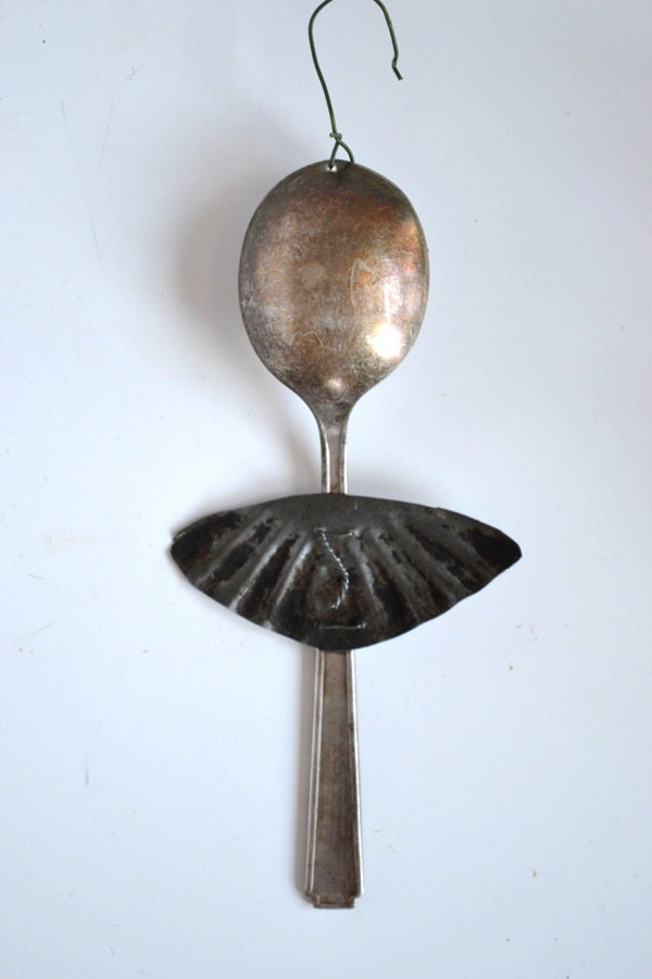 kitchen angel art doll queen with vintage spoon and mold   by Elizabeth Rosen