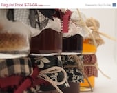 ON SALE  15% off 45 Mini Mason Jar Favors with labels and honey dippers