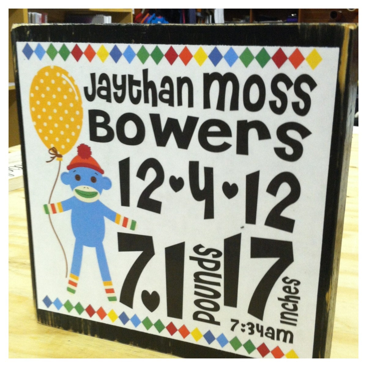 Birth Announcement Wooden Block