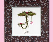 baby nursery decor girl nursery art kids art print childrens art name art letter art girls room decor pink brown