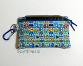 Mini Owls Blue Small Cell Phone Case Wristlet